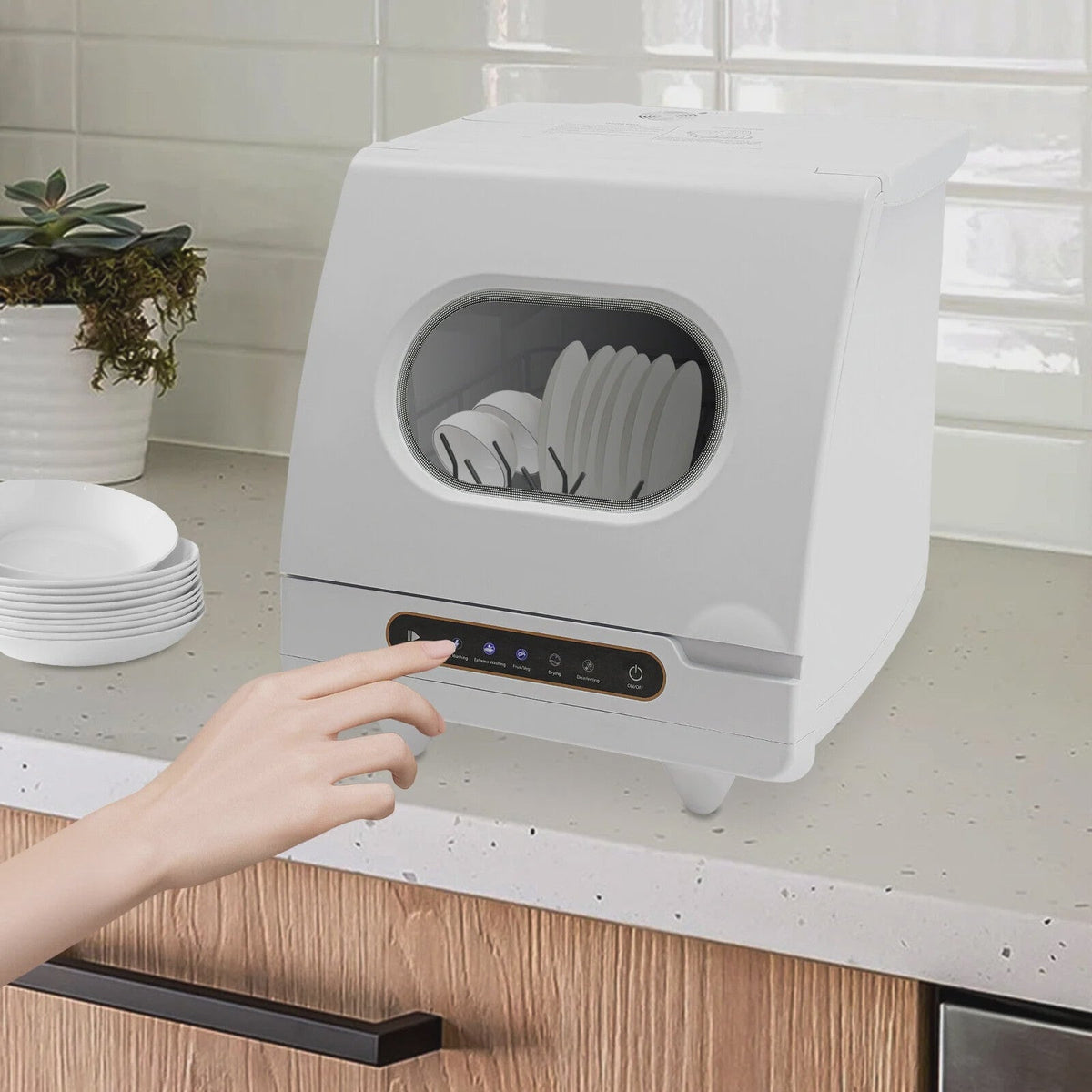 1200W mini Portable Countertop Dishwasher 360 Rotating Deep Cleaning Dishwasher
