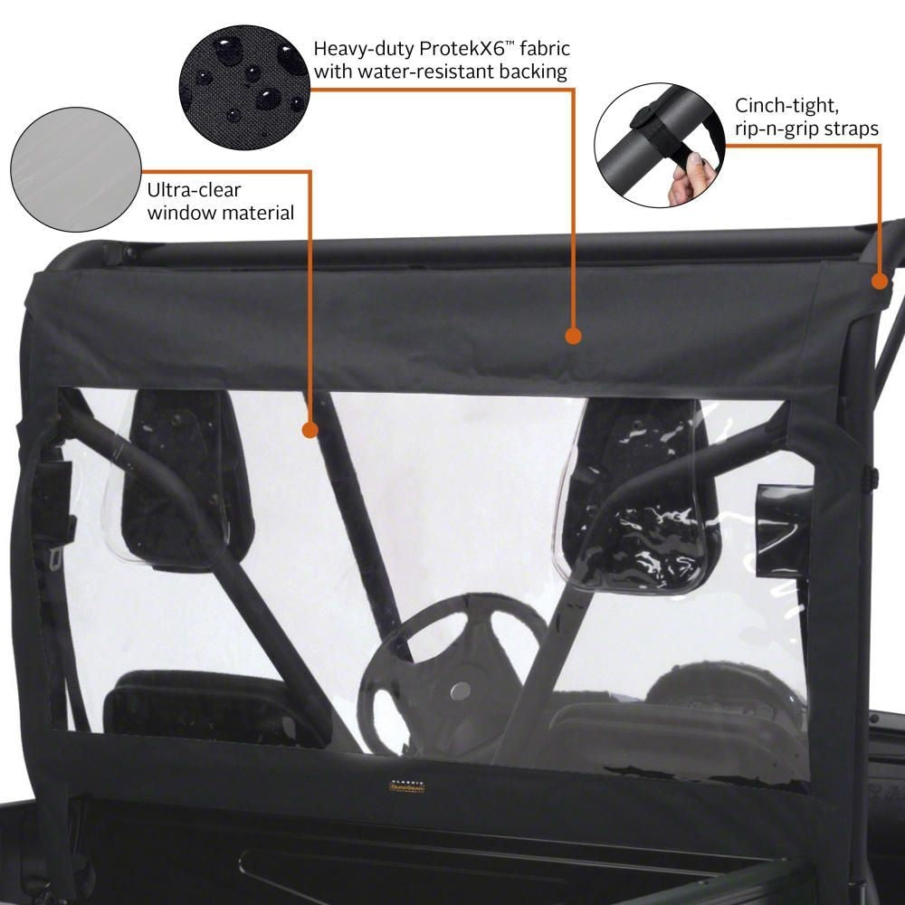 Classic Accessories 78657 QuadGear UTV Rear Windshield for Polaris Ranger, Black