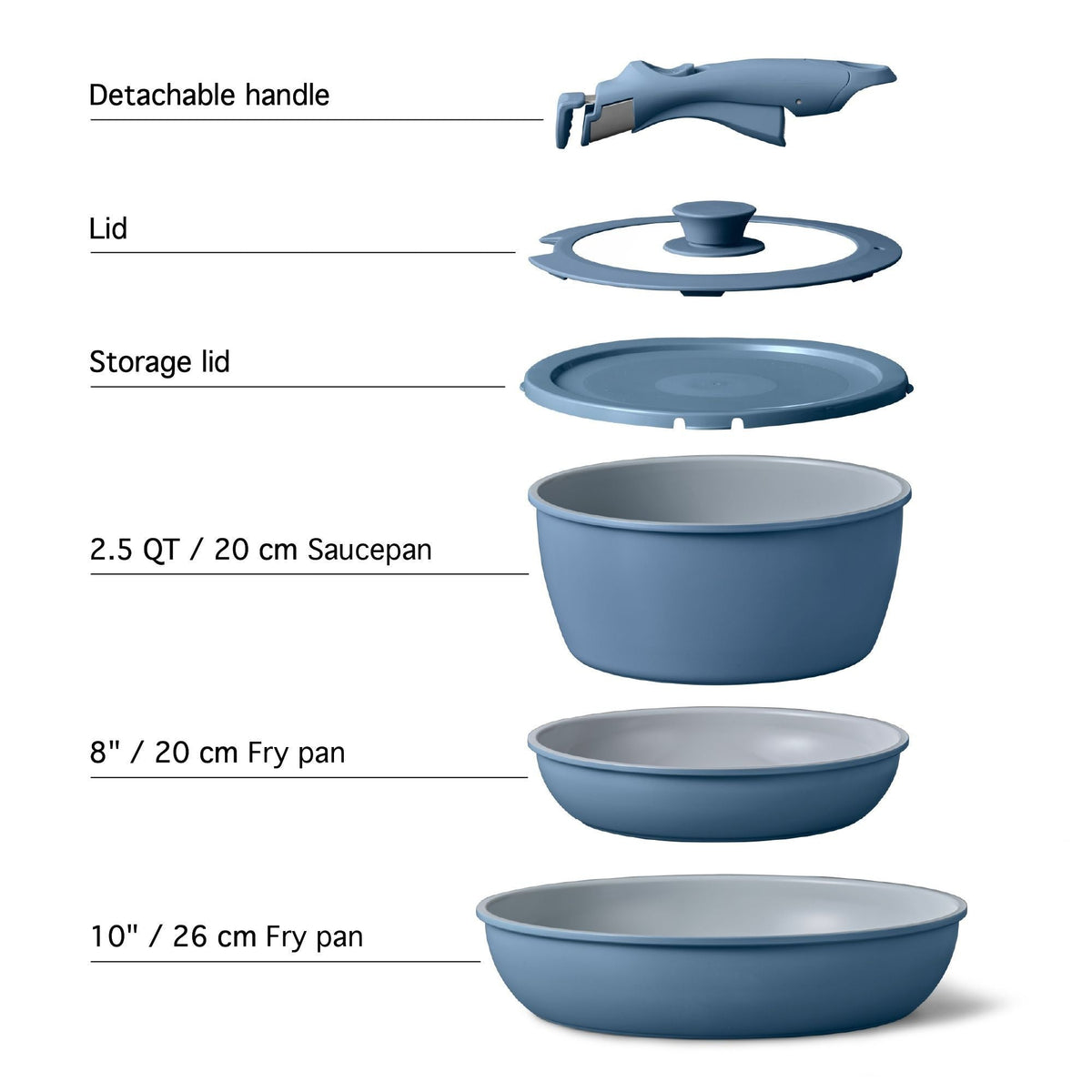 Heritage The Rock O Natural Kitchen Set with Detachable Handles, 6-pc