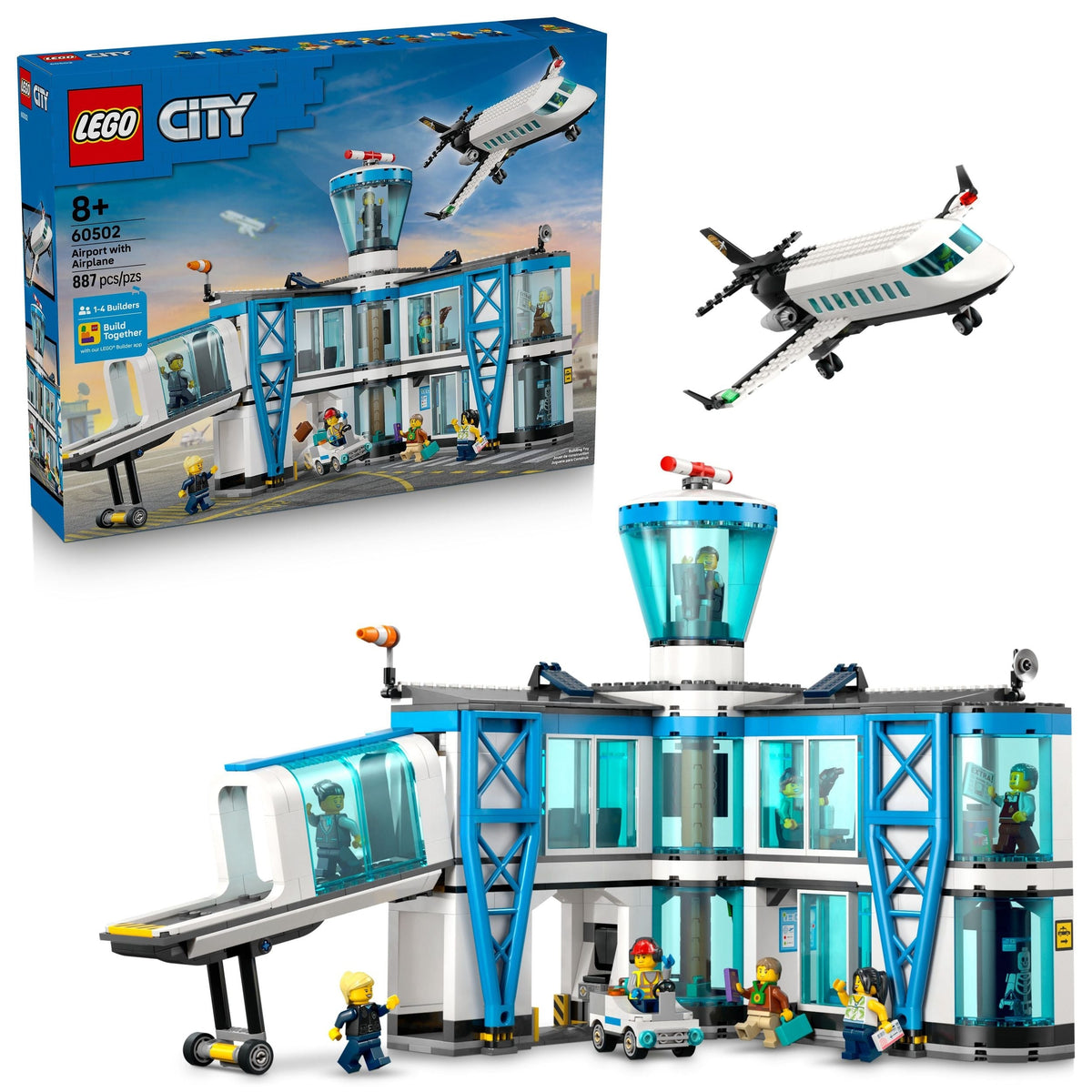 LEGO City Airport With Airplane Building Set - 60502, 887-pcs, Ages 8+