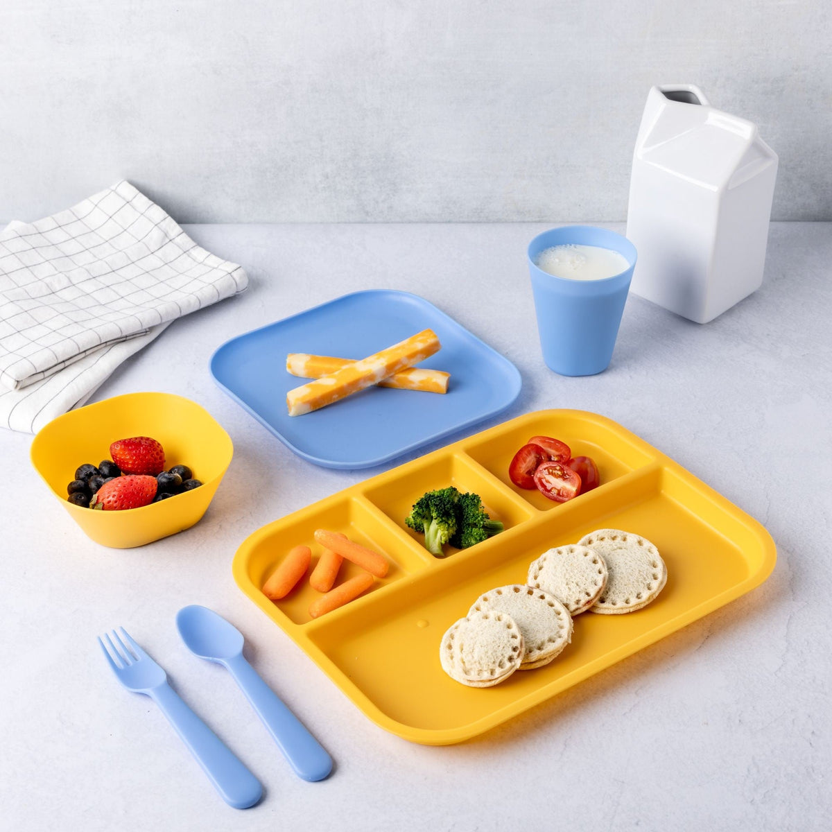 Manna Kids' Plastic Dinnerware Set, Serves 4, 24-pc, Dishwasher Safe