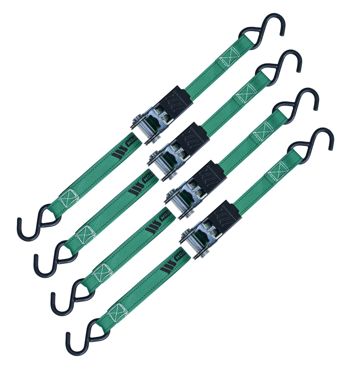 MotoMaster 900-lb Ratchet Tie-Down Straps, Non-Padded, 1-in x 10-ft, 4-pk