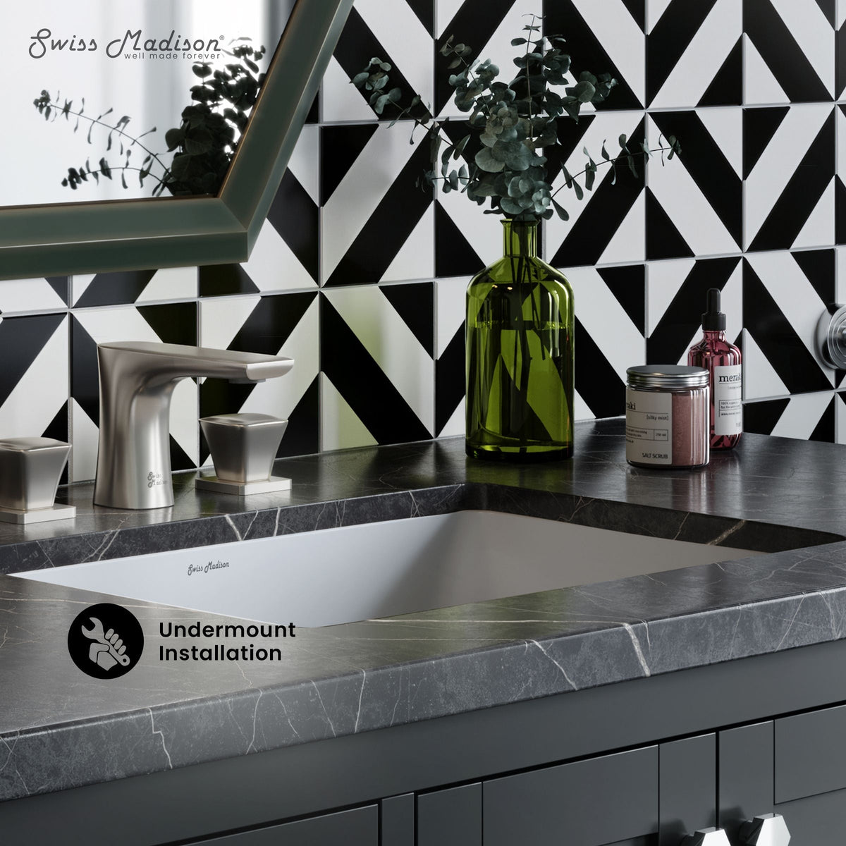 Swiss Madison Plaisir Rectangular Undermount Bathroom Sink, 21-in