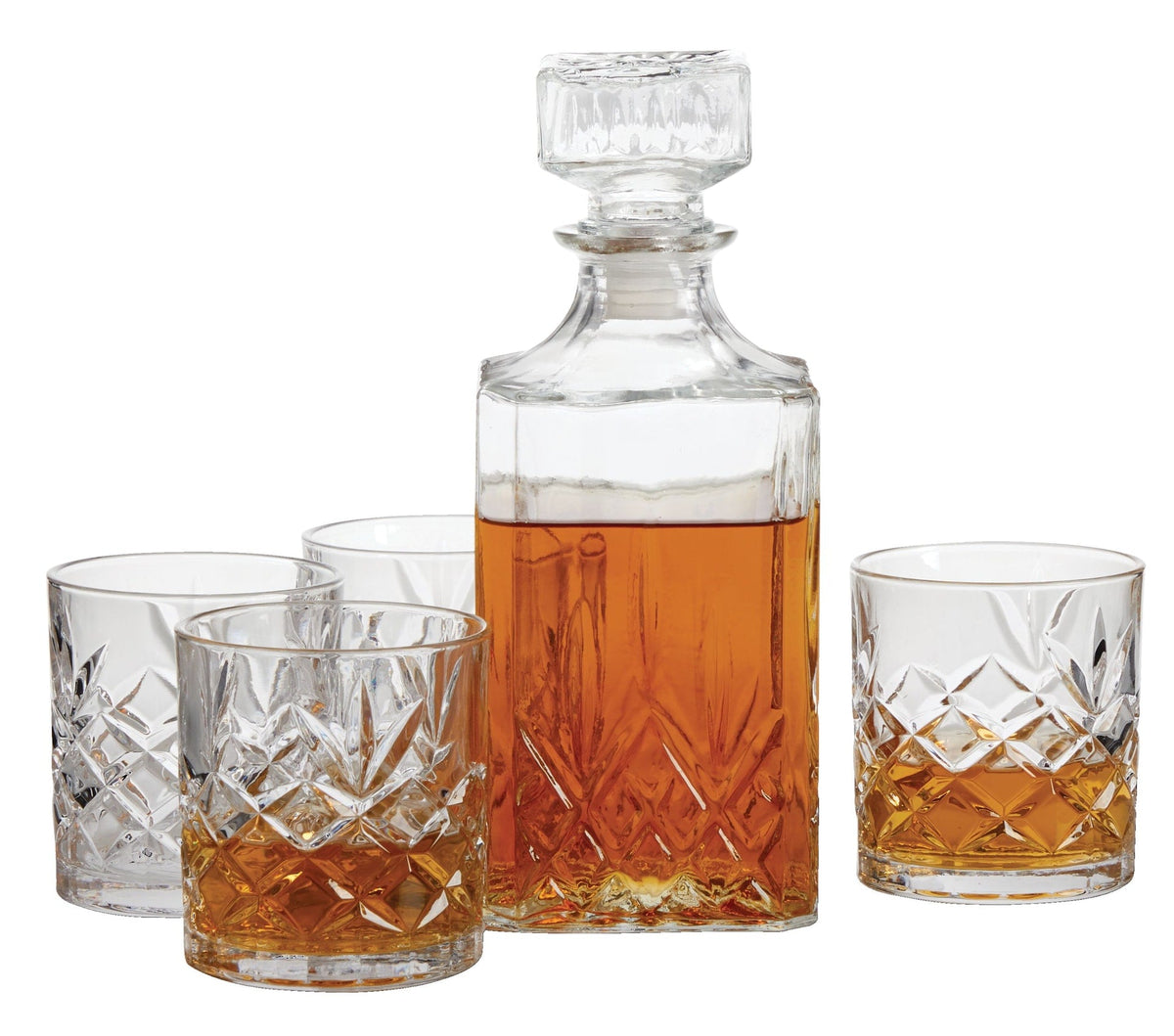 Trudeau Glass Whiskey Decanter & Glasses Set, 5-pc