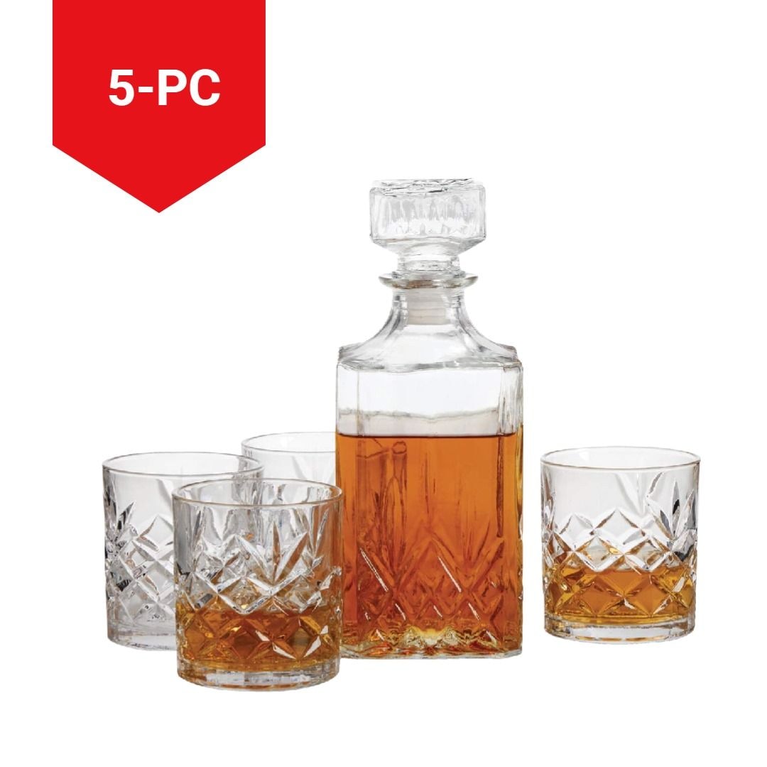 Trudeau Glass Whiskey Decanter & Glasses Set, 5-pc