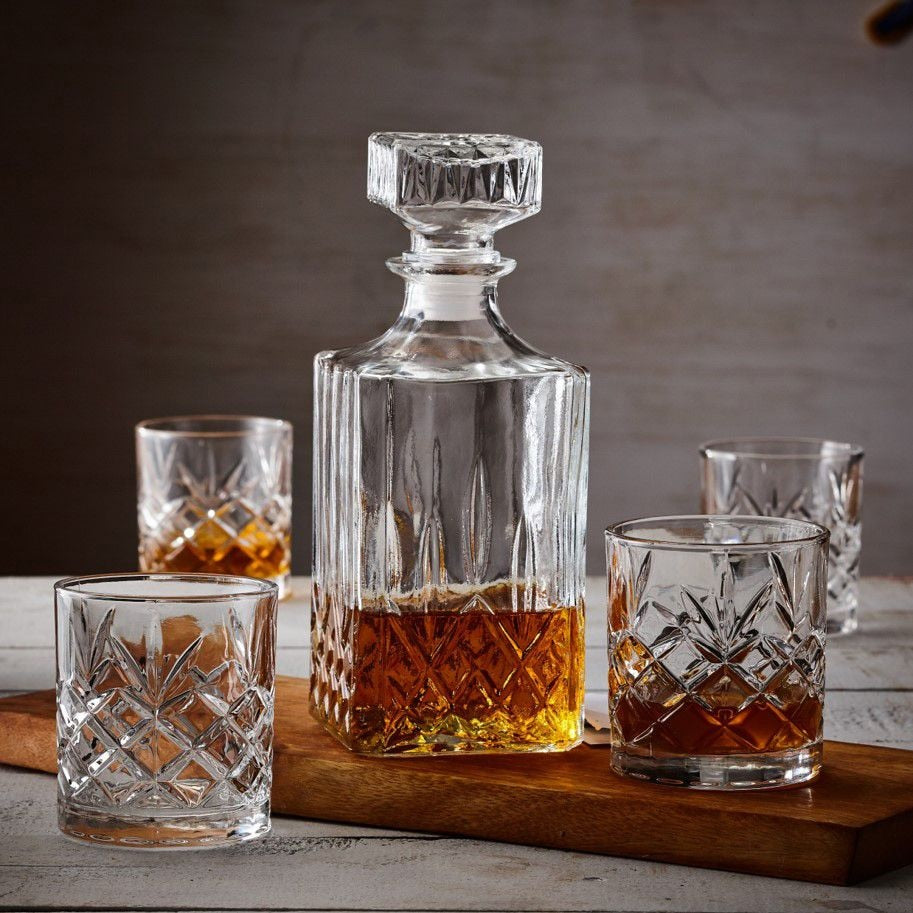 Trudeau Glass Whiskey Decanter & Glasses Set, 5-pc