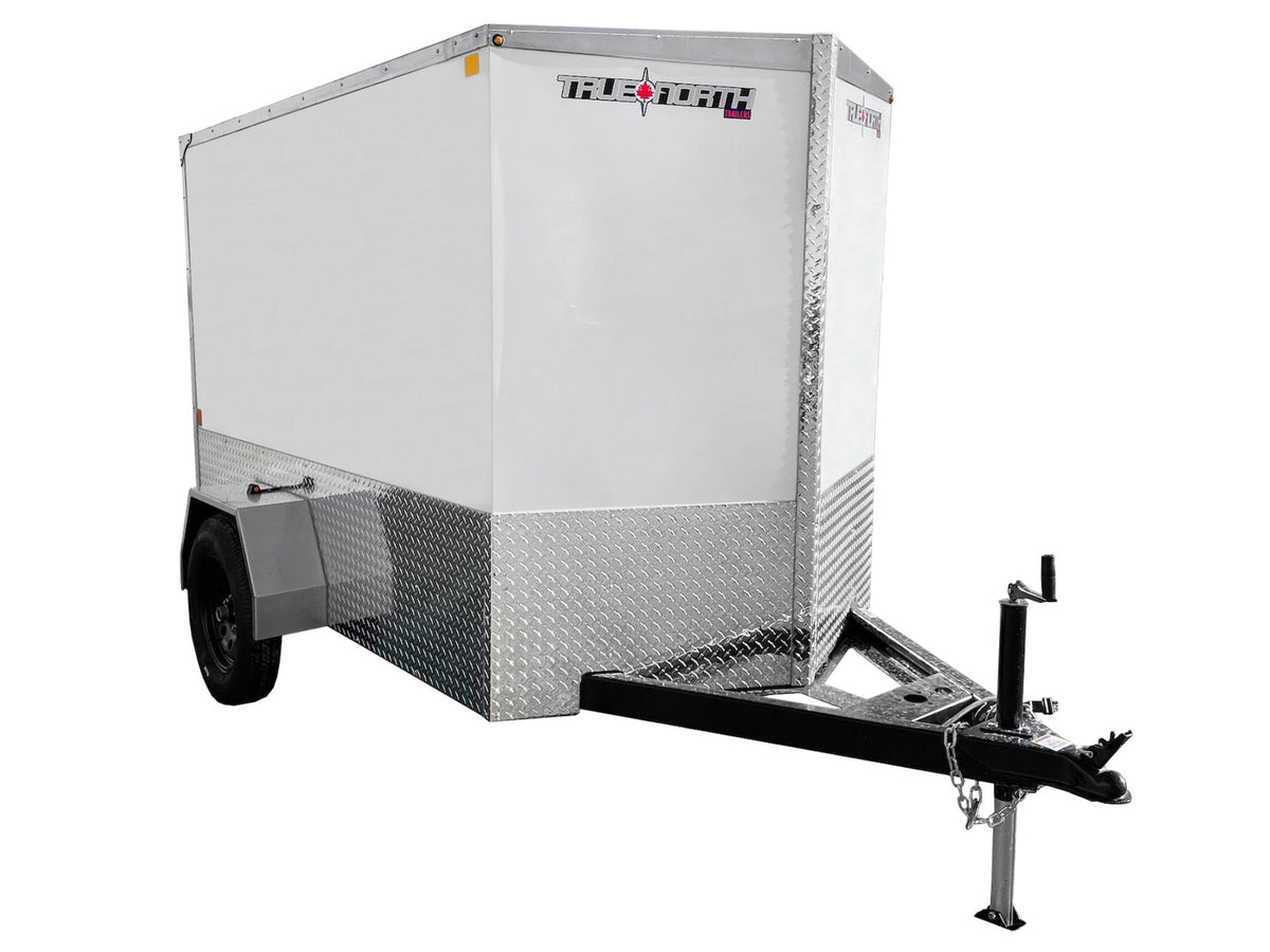 True North 5 x 8-ft Enclosed Trailer with Ramp Door, White