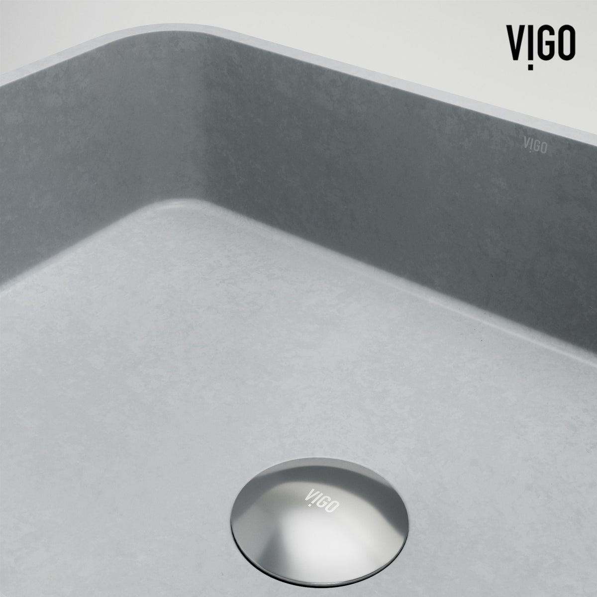VIGO Cadman ConcretoStone 18-in Deep Grey Bathroom Sink/Basin with Rectangular Fluted Vessel