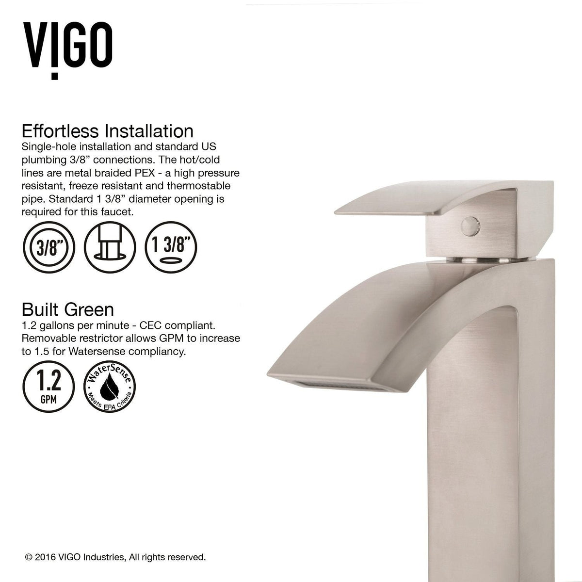 VIGO Duris Single Handle Single Hole Bathroom Sink Faucet, WaterSense Certified, Chrome