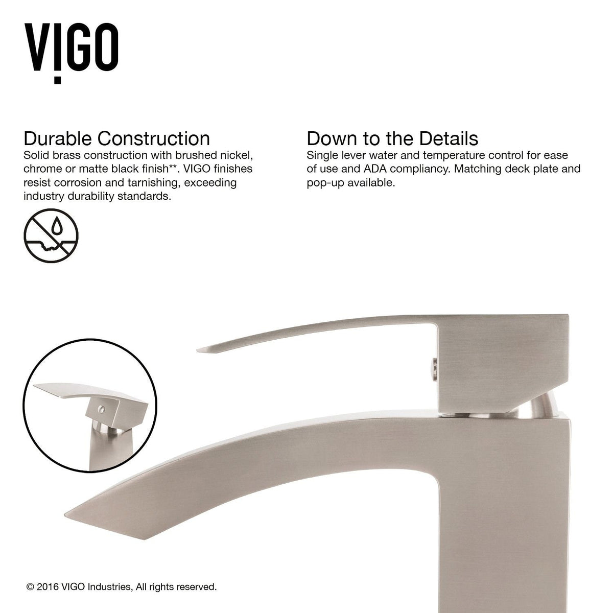 VIGO Duris Single Handle Single Hole Bathroom Sink Faucet, WaterSense Certified, Chrome