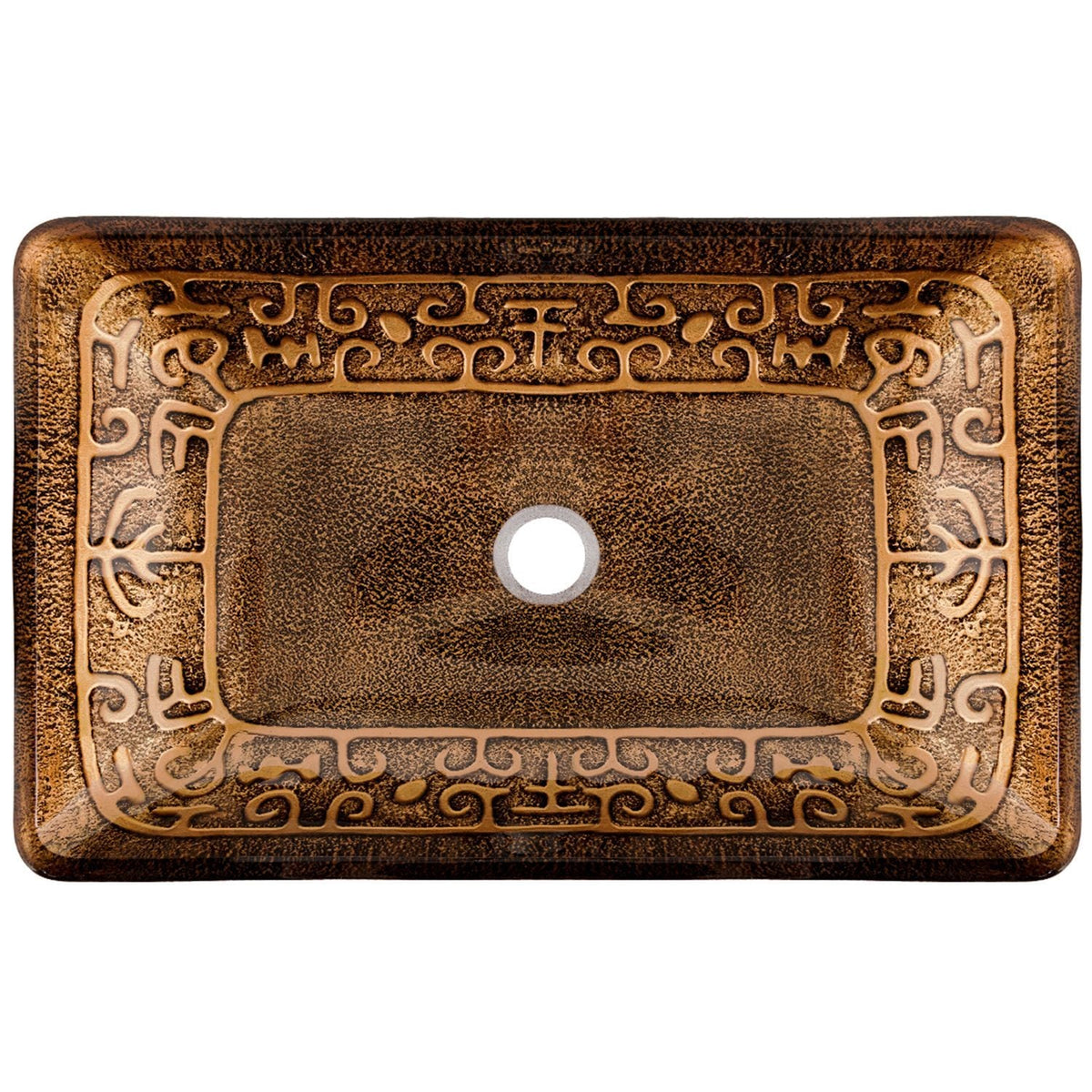 VIGO Glass Rectangular Vessel Bathroom Sink/Basin with Rounded Edges & Deep Bowl, Gold