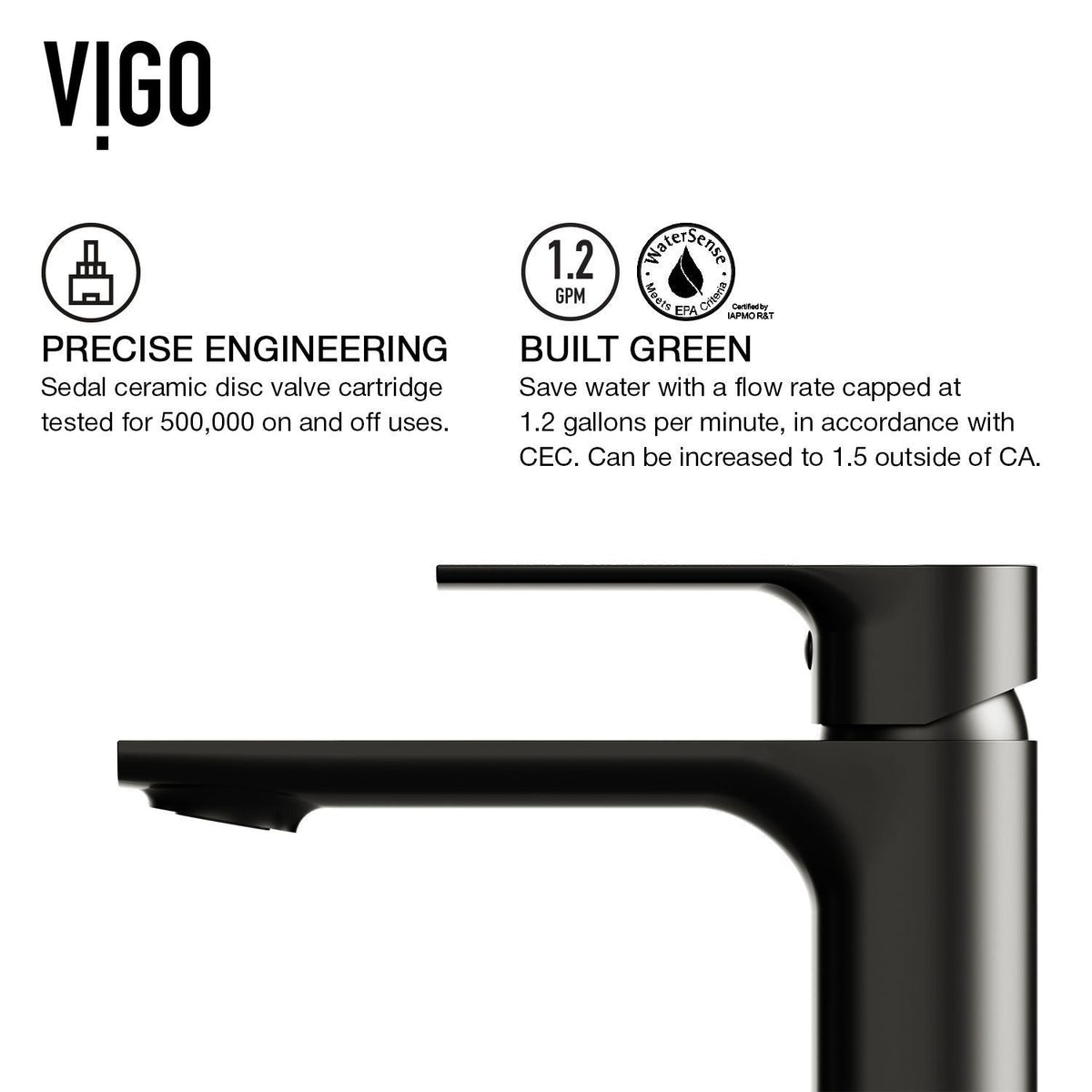 VIGO Norfolk Single Handle Vessel Bathroom Sink Faucet, WaterSense Certified, Matte Black