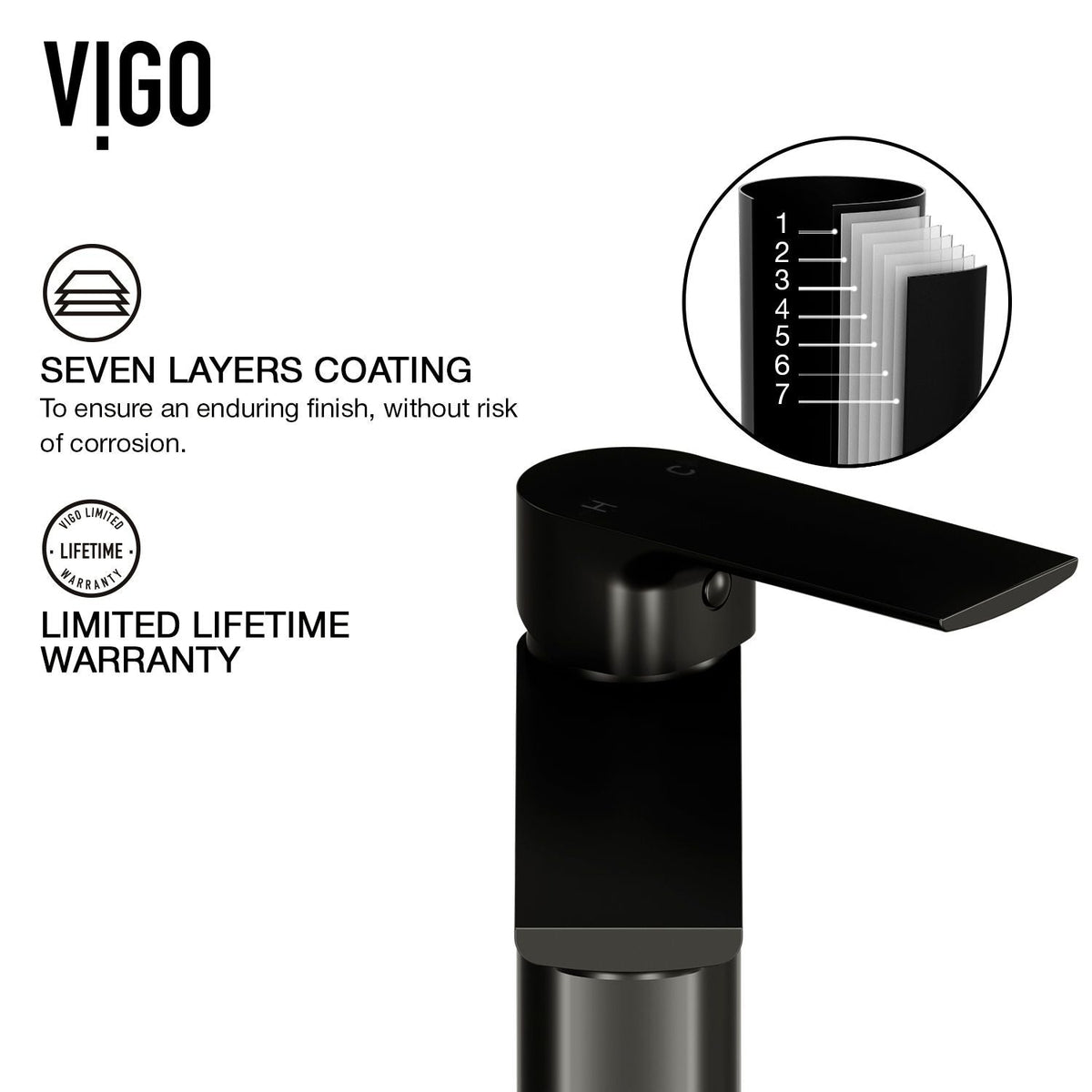VIGO Norfolk Single Handle Vessel Bathroom Sink Faucet, WaterSense Certified, Matte Black