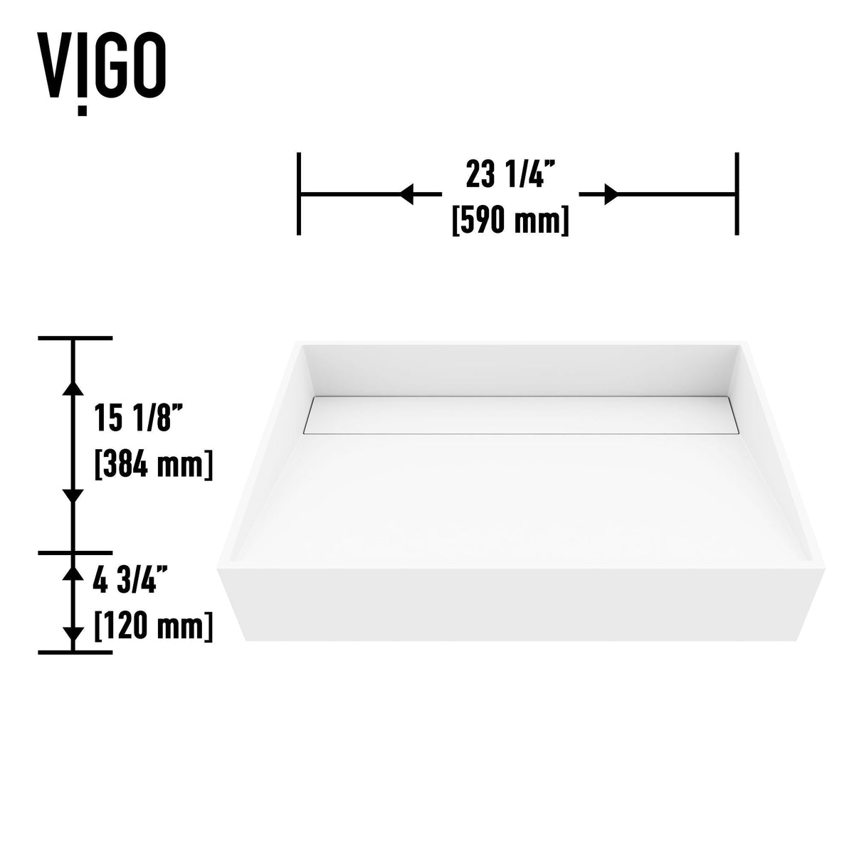 VIGO Starr Modern MatteStone 23x15-in Deep White Bathroom Sink/Basin with Rectangular Vessel