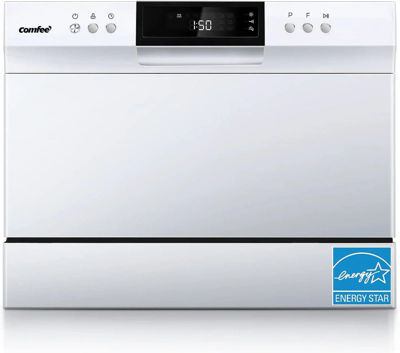 Countertop Dishwasher, Energy Star Portable Dishwasher, 6 Place Settings & 8 Washing Programs, Speed, Baby-Care, ECO& Glass, Dish Washer for Dorm, RV& Apartment, Black V5