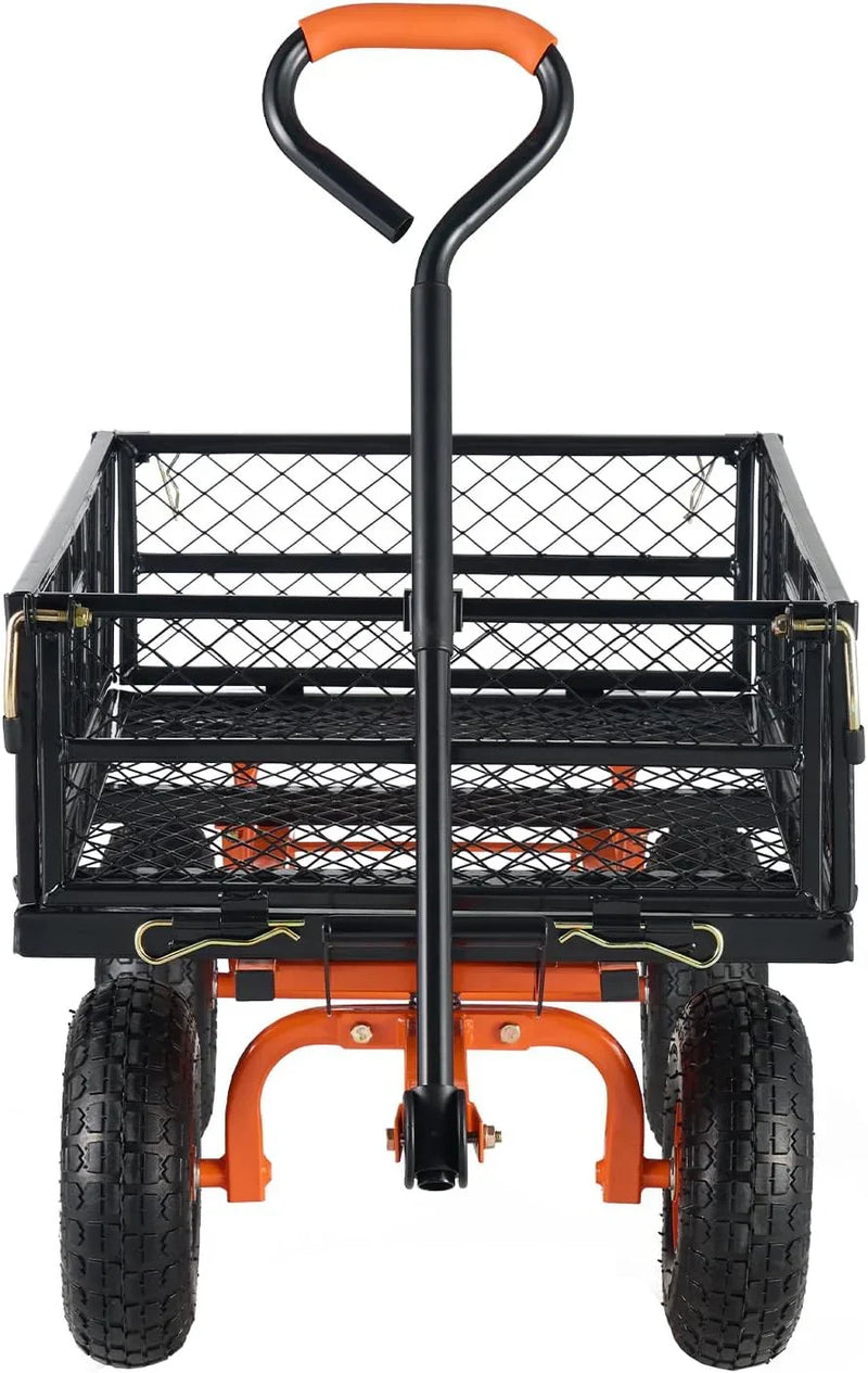 Garden Dump Cart, Heavy Duty Garden Wagon Yard Dump Wagon with Removable Sides, Convert to Flatbed, Utility Liner, 10in All Terrain Wheels H8