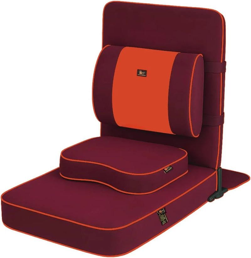 Ground chair, with backrest support | Adult yoga chair | Portable folding chair | Yoga chair with cushion and meditation pad | Black | 24x22 inches I2