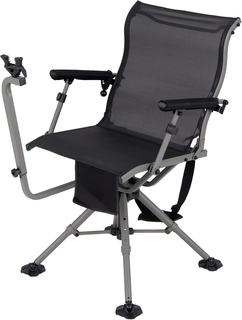 360° rotatable hunting seat, equipped with 4 extendable aluminum legs, adjustable gunstock, portable hunting shelter chair, equipped with carrying straps for outdoor activities. F3