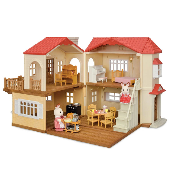Calico Critters Red Roof Country Home, Dollhouse Playset with Figures, Furniture and Accessories O8