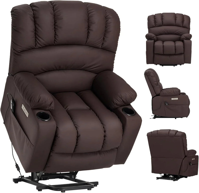 Electrically adjustable reclining chair - Electrically massaging adjustable reclining chair. The chair seat has a heating function. Large shell with velvet backrest. Suitable for the elderly and the elderly. Electrically adjustable reclining chair. M3