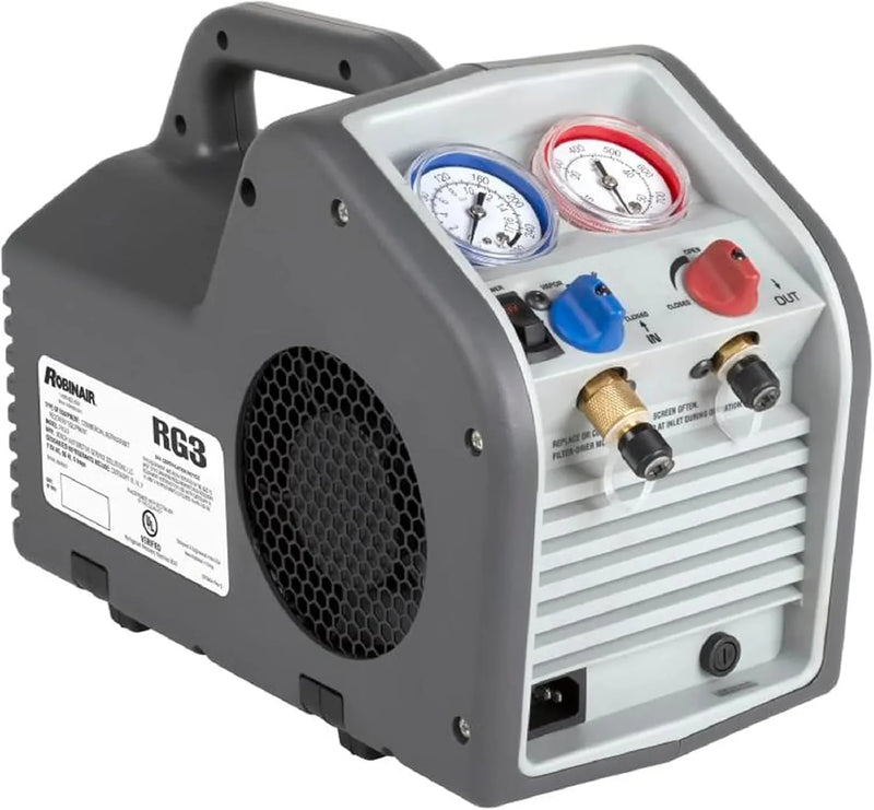 (Portable Refrigerant Recovery Machine – 115V, 60Hz, for Both Liquid and Vapor Refrigerant, White-Robinair Q0