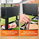 Foldable barbecue table cart, black stone portable frying pan, Weber, Onni pizza oven - Portable outdoor barbecue preparation table, equipped with a bag, very suitable for camping and tailgate events.
