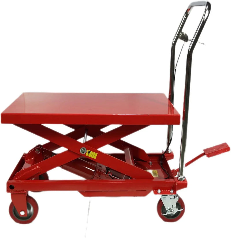 500LBS Hydraulic Lift Table Cart, 30" Lifting Height., Double Scissor Lift Table with 4 Wheels and Non-Slip Pad, Hydraulic Scissor Lift Table for Material Handling and Transportation M3