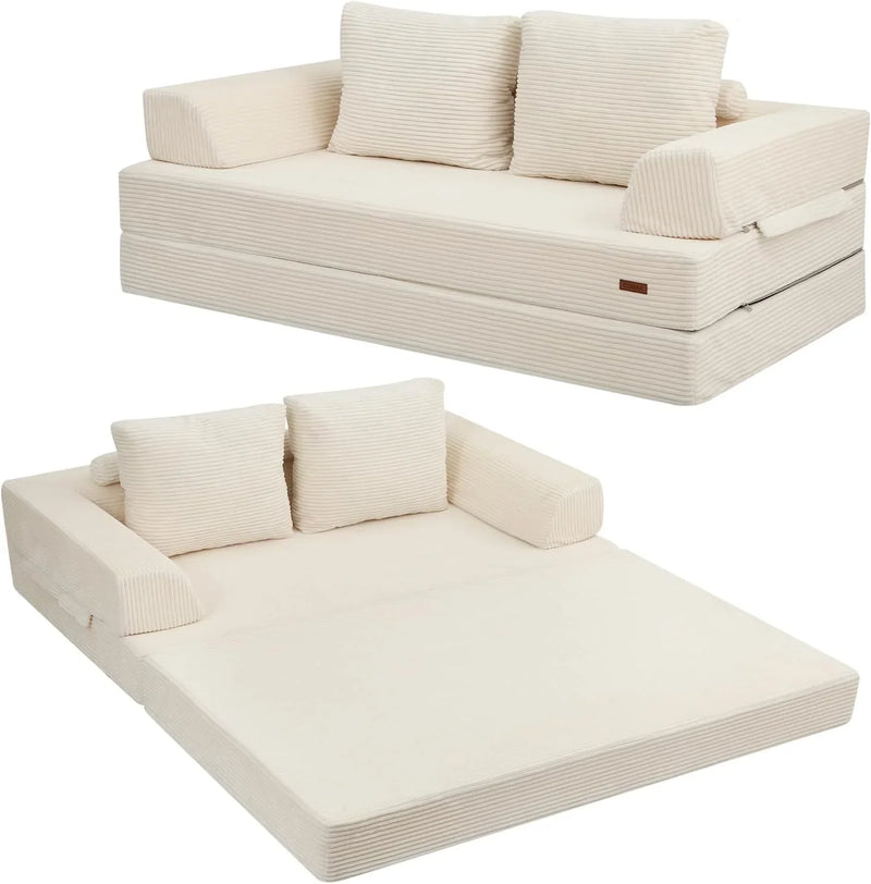 Foldable sofa bed (large size), foldable floor sofa, denim foldable sofa bed as a sleeping mattress, with pillows, boneless sofa, comfortable and relaxing double seat, suitable for living room and bedroom, navy blue color X8