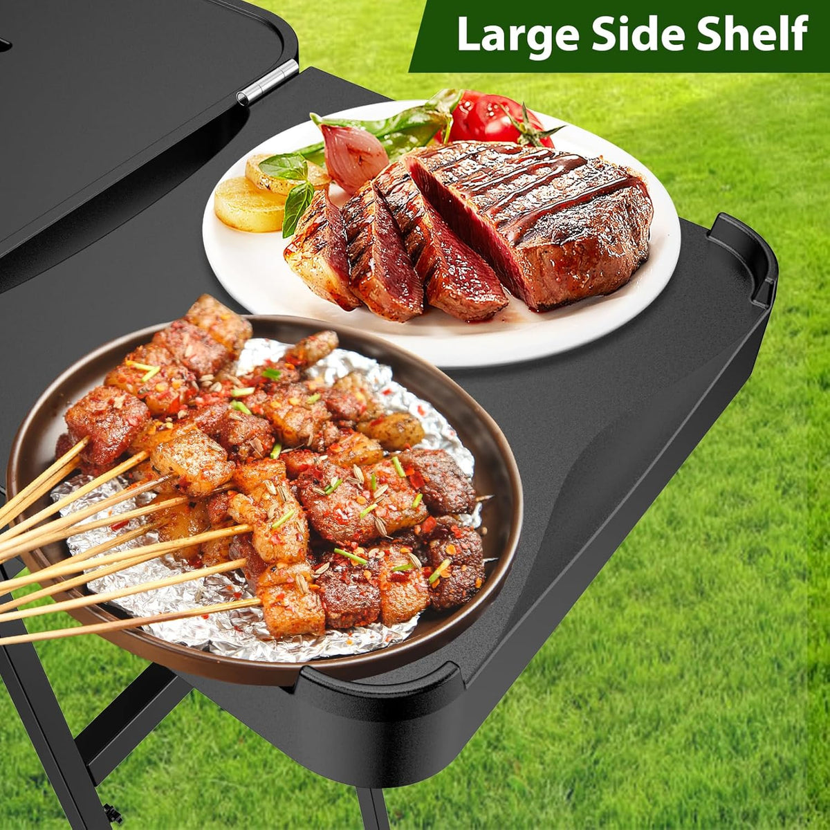 Outdoor Grill Table Cart 57"x24"x35", Outdoor Kitchen Island with Storage & Large Tabletop for Blackstone Griddle, Ooni Pizza Oven, Ninja Woodfire Grill, BBQ Station, Dining Cart, Rolling BBQ Table
