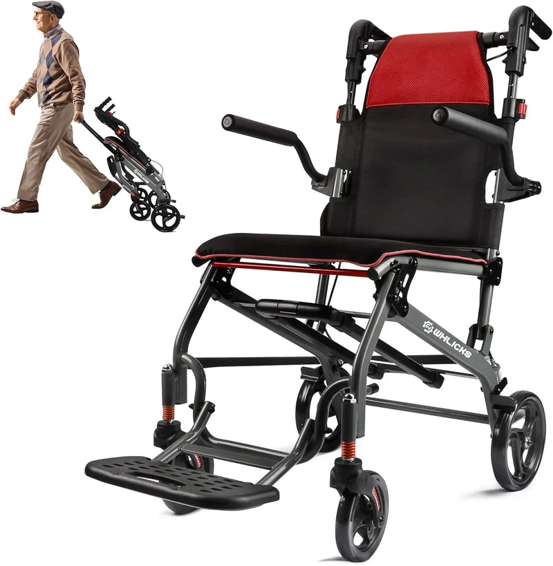 Wheelchairs for Adults Transport Chair Lightweight Foldable with Telescopic Handle, 19.4lbs Portable Folding Travel Wheel Chairs for Seniors F8