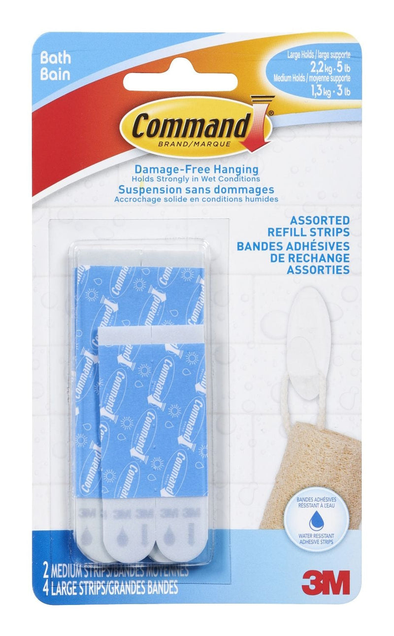 3M Command Bathroom Refill Strips, Assorted Sizes S9