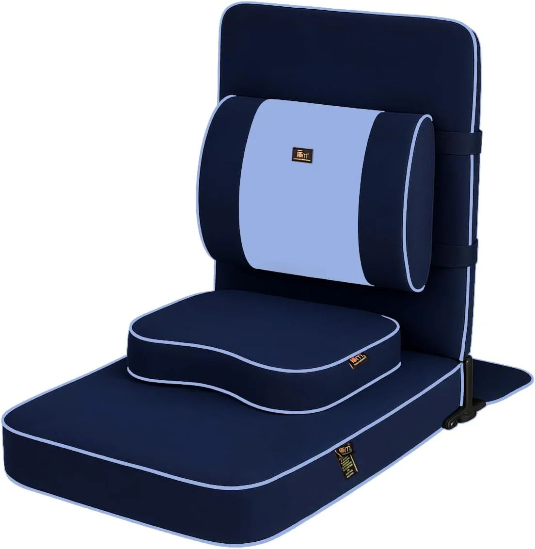 Ground chair, with backrest support | Adult yoga chair | Portable folding chair | Yoga chair with cushion and meditation pad | Black | 24x22 inches