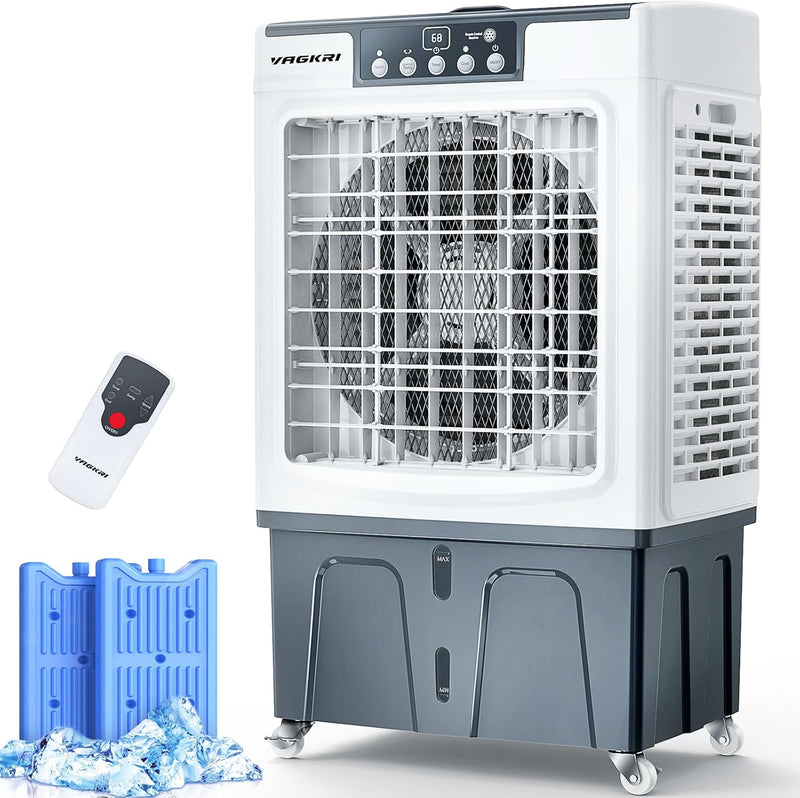 Evaporative Cooler, 2100CFM Air Cooler, 120°Oscillation Swamp Cooler with Remote Control, 24H Timer, 3 Wind Speeds for Outdoor Indoor Use,8 Gallon Q3