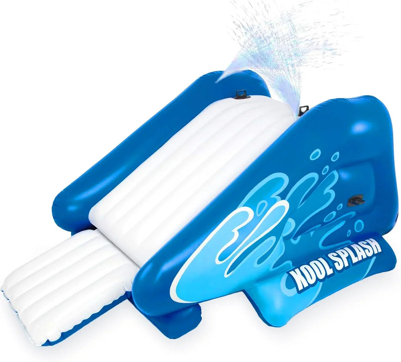 Kool Splash Inflatable Water Slide Swimming Pool Play Center with Built in Sprayers for Kids and Adults, Ages 6 and Up, Blue J0