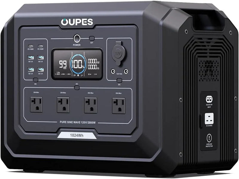 1 Portable Power Station 2000W (4500W Peak), 1024Wh LiFePO4 Battery Generator with 1400W AC Charging & 800W Solar Charging, Expandable to 5120Wh, for Home, Power Outages, Camping & RVs S3