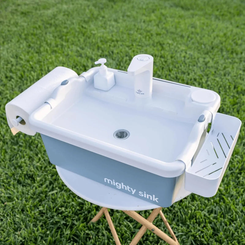Mighty Sink Portable Sink: Patented Wash Station with Electronic Faucet | 2 Gallons | Easy Setup | Indoor & Outdoor Use | Ideal for Dishwashing, Camping Hygiene, Gardening, Pottery & More X4