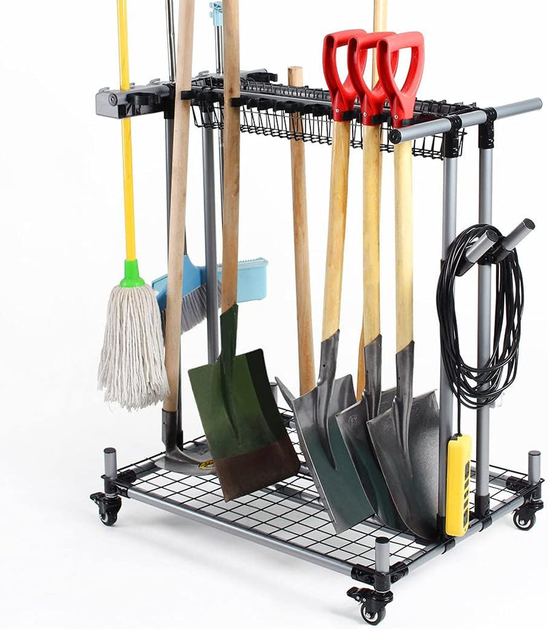 Metal Garden Tool Organizer Large Tool Rack Garage Storage Holder B8
