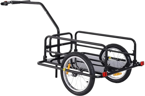 Foldable Bike Cargo Trailer, 80lbs Capacity, 16′′ Wheels, Black, with Hitch X5