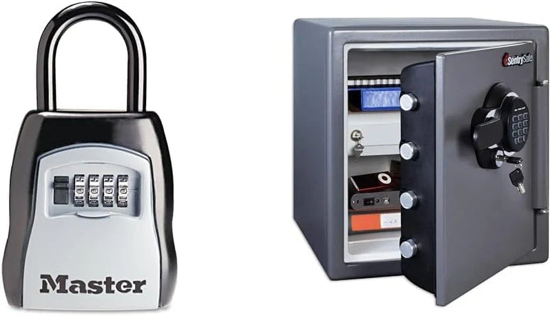 Key Lock Box, Outdoor Lock Box Bundle with SentrySafe Fireproof and Waterproof Safe, 1.23 Cubic Feet A8