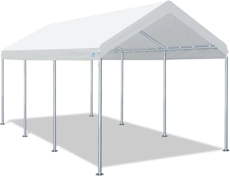 10x20 ft Heavy Duty Carport Potable Car Canopy Garage Party Tent Boat Shelter, Adjustable Height from 9.5 ft to 11 ft, Beige J4
