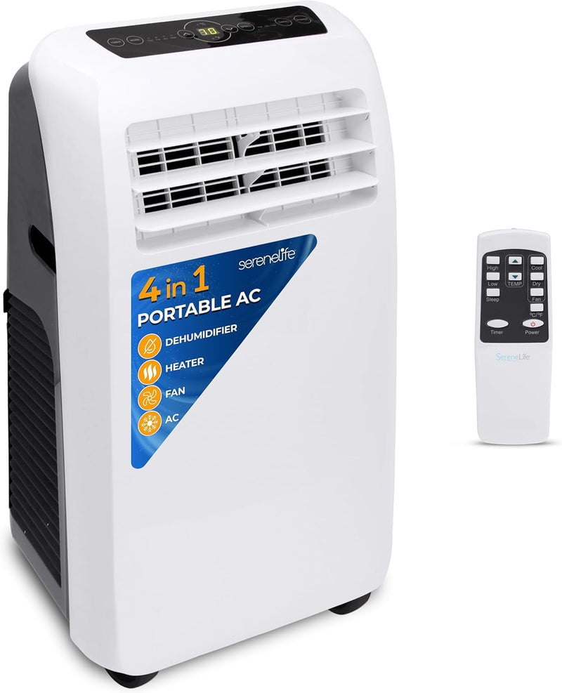 10,000 BTU Portable Air Conditioner– 4-in-1 AC Unit w/Cooling, Dehumidifier, Heater, & Fan– Includes Remote Control, Window Mount Kit, Quiet Operation, 24-Hour Timer M9