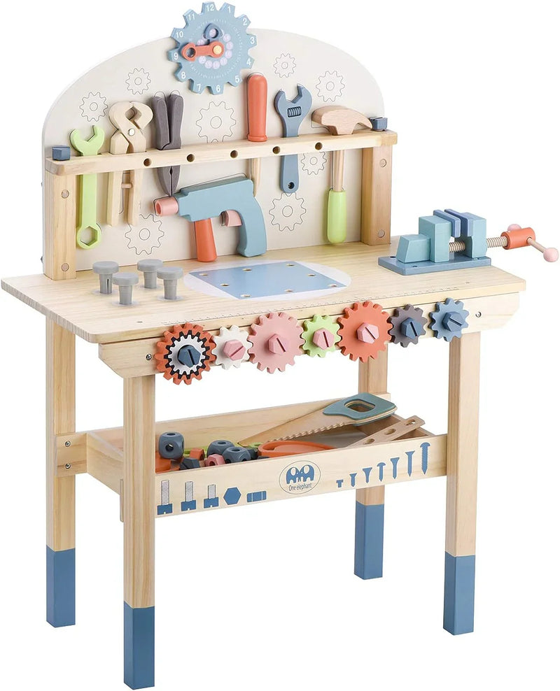 Children's tool table toys game workbench wooden tool table workshop workbench with tool set wooden construction workbench toys Y0