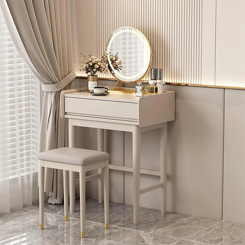 Makeup Vanity Desk with Drawers with Cushioned Stool Modern Vanity Desk Bedroom Vanity Set with Detachable Mirror and Makeup Box for Bedroom Girls Women I1