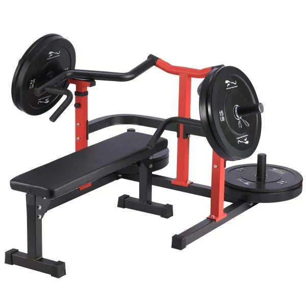 Chest Press Machine, 1050LBS Capacity, Independent Converging Arms, Weight Bench Press with Adjustable Flat Bench for Upper Body Workouts, Red G1