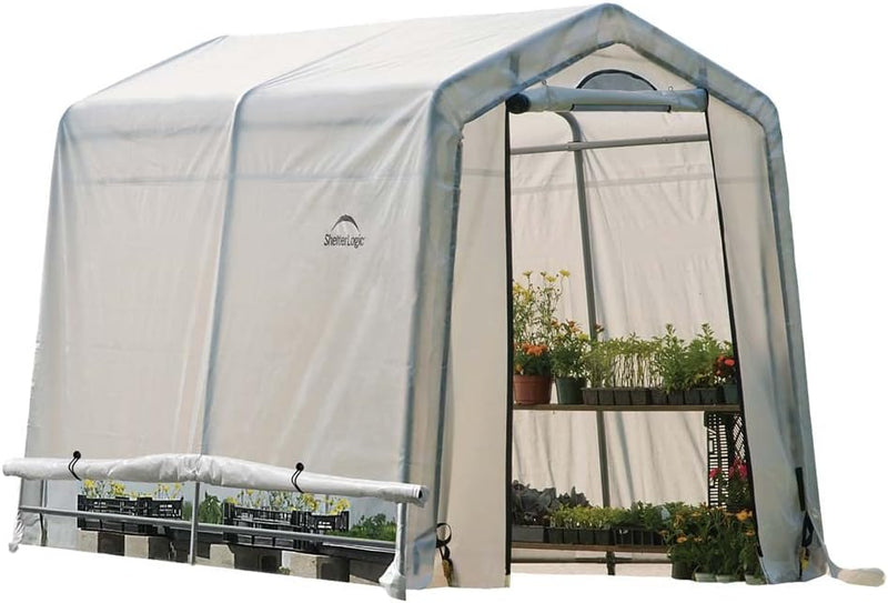 0 feet x 10 feet "GrowIT" Green House - Built-in Simple Greenhouse. It features a sleek design, a high ceiling design, an outdoor planting room with easy access, and is equipped with a transparent waterproof cover. J0