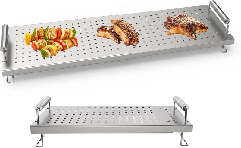 Adjustable baking pan heating/cooling rack, suitable for Blackstone baking pan accessories, with dimensions of 17 inches, 22 inches, 28 inches, 36 inches. Universal stainless steel heating tray/heating rack shelf/heater A2