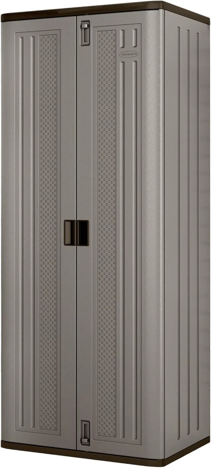 72-Inch Platinum Resin Storage Cabinet with Durable Double-Wall Construction, and Metal-Reinforced Shelves for Basement, Utility Room and Garage Storage, Platinum, Made in the USA O2