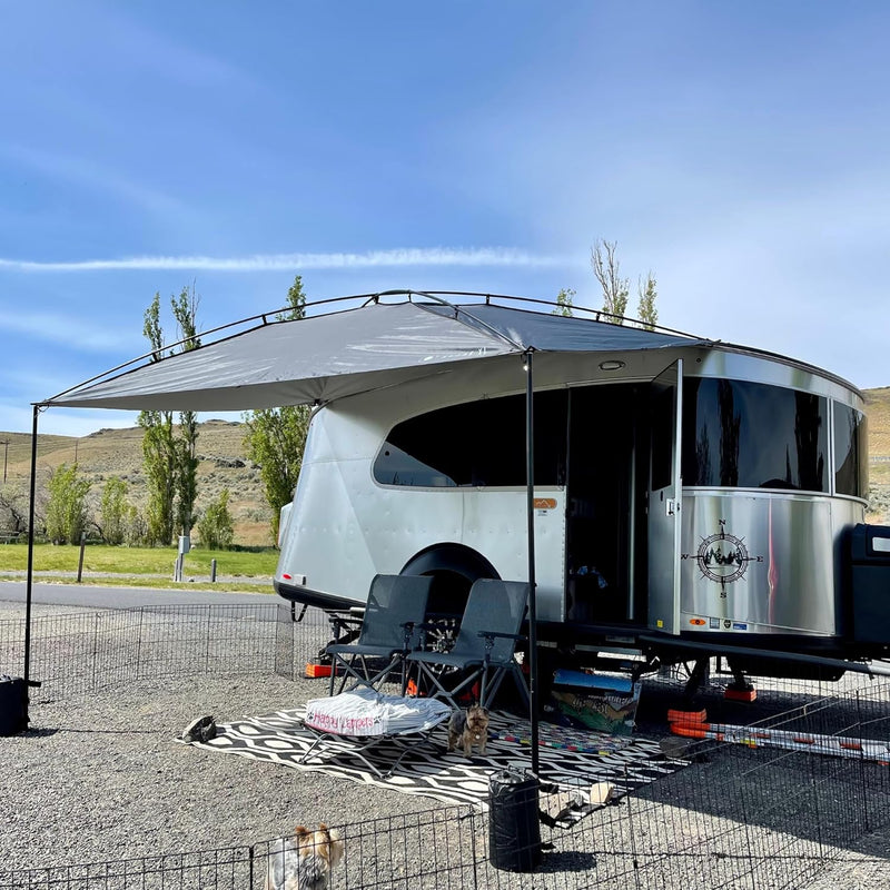 Sunshade portable roof tent, with dimensions of 9 feet by 7 feet, has a large shading area, is lightweight and durable, and is suitable for vehicles such as trucks, SUVs, vans, and camper vans (dark blue) M2