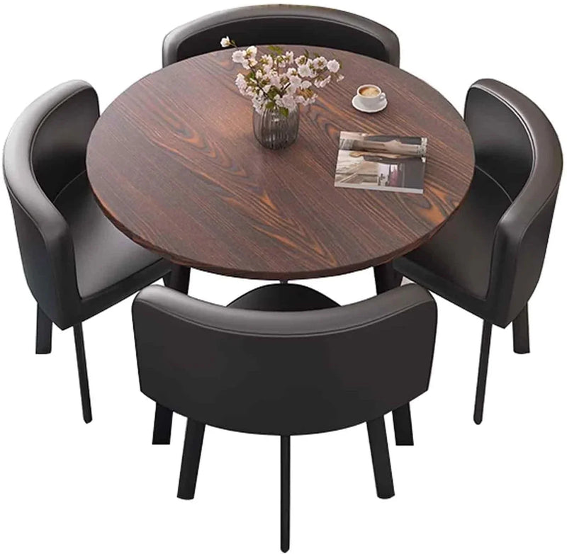 A 4-person conference table and chair set, office reception room club table and chair combination, suitable for living room / central area / farmhouse / home office, medieval style table and chair set C4