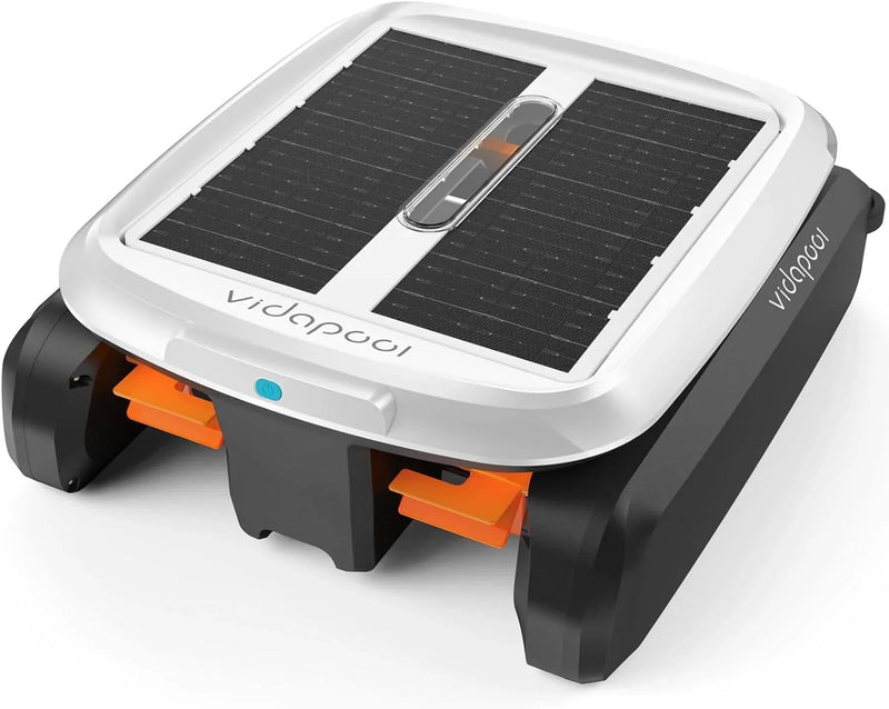 Solar Powered Automatic Robotic Pool Skimmer Cleaner,Solar Pool Surface Cleaner Dual Mode with Obstacle Avoidance Daytime ＆ Overnight Continuous Cleaning Ideal for All Swimming Pool-White B2